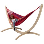 'Wood & Refresh' Bordeaux XXL Hangmatset - 200 kg - Rood - Colombiaanse - Tropilex