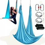 VEVOR Aerial Yoga hangmatset 2,8 x 1,6 m, blauw Aerial Yoga Swing Air Flies, kinder Aerial Yoga hangmatschommel 250 kg max. draagvermogen, inclusief yogasokken & O-vormige sling & plafondhouder