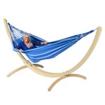'Wood & Chill' Calm Tweepersoons Hangmatset - 180 kg - Blauw - Colombiaanse - Tropilex