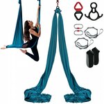VEVOR Aerial Yoga hangmatset 5 x 2,8 m, Golden Aerial Yoga Swing Air Fly, Yoga Swing Hangmatschommel 1000 kg max. draagvermogen, inclusief yogasokken en stalen karabijnhaak, anti-zwaartekrachtoefeningen