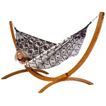 Eenpersoons hangmat met metalen standaard - 300x140cm - Groen - 120kg draagkracht- 100% katoen - binnen & buiten