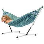 Eenpersoons hangmat met metalen standaard - 300x140cm - Rood - 120kg draagkracht- 100% katoen - binnen & buiten