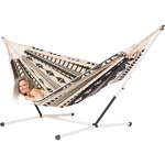 Tweepersoons hangmat met houten standaard - 350x160cm -Groen - 160kg draagkracht- 100% katoen - binnen & buiten