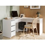 Hoekbureau FOXY 142 cm met 3 lades wit