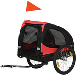 Hondenfietskar - Fietskar -Hondenaanhanger - Buggyfunctie -Geveerd en geremd - Rood/Zwart - 130 x 90 x 110