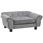 VidaXL Hondenbank 68x38x38 cm pluche grijs