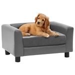 PawHut hondenbank, luxe huisdierbed, comfortabel hondenmatras, synthetisch leer en pluche, makkelijk te reinigen, 68 x 41 x 32 cm, grijs | Aosom.nl