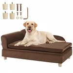 VEVOR Hondenbank, hondenbank voor grote honden en katten, zachte fluwelen hondenslaapbank, 50 kg zware kattenbank, hondenbed, huisdierbed, wit
