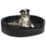Hondenmand 90x79x20 cm pluche en kunstleer zwart en grijs