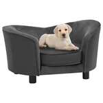 VidaXL Hondenbank met kussen 83x44x44 cm pluche grijs