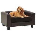 VidaXL Hondenbank met kussen 83x44x44 cm pluche donkergrijs