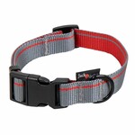 Hondenhalsband grijs rood Stripe M