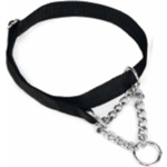 Beeztees - nylon verstelbare halsband met ketting zwart