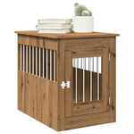 Hondenbench 55 x 80 x 68 cm bewerkt hout gerookt eikenkleurig