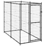 Hondenkennel 4 panelen 100x50 cm gepoedercoat staal zwart