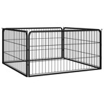 VidaXL Hondenkennel 6 panelen 50 x 100 cm gepoedercoat staal zwart