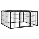 VidaXL Hondenkennel 4 panelen 50 x 100 cm gepoedercoat staal zwart