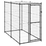 VidaXL Hondenkennel 4 panelen 100x50 cm gepoedercoat staal zwart