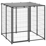 Hondenkennel 4 panelen 100x50 cm gepoedercoat staal zwart