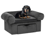 vidaXL Hondenbank met lade 75x50x38 cm pluche zwart