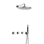 Hotbath Cobber thermostatische regendoucheset met 30cm ronde hoofddouche staafhanddouche messing geborsteld PVD SDS9BBP5