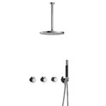 Hotbath Cobber thermostatische regendoucheset met 20cm ronde hoofddouche ronde handdouche zwart chroom SDS9BK1