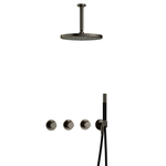Hotbath Cobber IBS70 Regendoucheset inbouw - 30cm plafondarm - 20cm ronde hoofddouche - staafhanddouche - verouderd ijzer IBS70AI3
