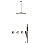 Hotbath Cobber IBS70 Regendoucheset inbouw - 38.5cm wandarm - 20cm ronde hoofddouche - staafhanddouche - glijstang - geborsteld messing IBS70BB7