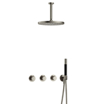 Hotbath Cobber IBS70 Regendoucheset inbouw - 38.5cm wandarm - 30cm ronde hoofddouche - handdouche - geborsteld messing PVD IBS70BBP15