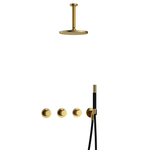Hotbath Cobber IBS70 Regendoucheset inbouw - 30cm plafondarm - 30cm ronde hoofddouche - staafhanddouche - glijstang - wit mat IBS70WH357