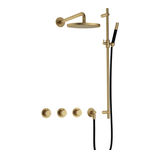 Hotbath Cobber IBS20 Regendoucheset inbouw - 15cm plafondarm - 20cm ronde hoofddouche - staafhanddouche - glijstang - nikkel geborsteld IBS20GN27
