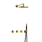 Hotbath Cobber IBS20 Regendoucheset inbouw - 30cm plafondarm - 30cm ronde hoofddouche - 3 standen handdouche - nikkel geborsteld IBS20GN135