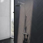 Hotbath Cobber thermostatische regendoucheset met 30cm ronde hoofddouche staafhanddouche nikkel geborsteld SDS9GN5