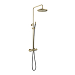 Hotbath Cobber thermostatische regendoucheset met 30cm ronde hoofddouche staafhanddouche messing geborsteld SDS9BB5