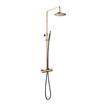 Hotbath Cobber thermostatische regendoucheset met 20cm ronde hoofddouche staafhanddouche messing gepolijst SDS9NB
