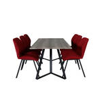 IncaNABL eethoek eetkamertafel uitschuifbare tafel lengte cm 160 / 200 el hout decor en 8 Polar eetkamerstal PU