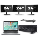 HP EliteBook 755 G4 - AMD A10-8730B - 15 inch - 8GB RAM - 240GB SSD - Windows 10 Home + 2x 24 inch Monitor