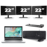 HP EliteBook 755 G4 - AMD A10-8730B - 15 inch - 8GB RAM - 240GB SSD - Windows 10 Home + 3x 23 inch Monitor