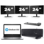 HP ZBook 15 G3 - Intel Core i7-6500U - 8GB DDR4 - 500GB HDD - HDMI - Full HD + Docking + 3x 24'' Widescreen Monitor