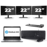 HP Elitebook 840 G3 - Intel Core i5-6300U - 8GB DDR4 - 500GB HDD - HDMI - C-Grade + Docking + 2x 22" Widescreen Monitor