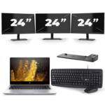 HP Elitebook 840 G3 - Intel Core i5-6300U - 8GB DDR4 - 500GB HDD - HDMI - A-Grade + Docking + 2x 24'' Widescreen Monitor
