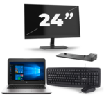 HP EliteBook 735 G5 - AMD Ryzen 3 PRO 2300U - 13 inch - 8GB RAM - 240GB SSD - Windows 10 Home + 3x 24 inch Monitor