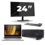 HP ProBook 645 G4 - AMD Ryzen 3 PRO 2300U - 14 inch - 8GB RAM - 240GB SSD - Windows 10 Home + 3x 24 inch Monitor