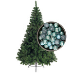 Kerstballen - 6x st - ijsblauw - glitters - D8 cm - kunststof - kerstversiering