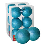 Kleine kerstballen - 28x st - champagne en ijsblauw - 3 cm - kunststof