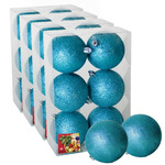 37x stuks kunststof kerstballen 6 cm ijsblauw incl. glazen piek mat zilver
