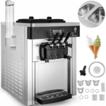 VEVOR Compressor-ijsmachine IJsmachine 2 l, 180 W Frozen Yoghurt Maker IJsmachine 3 standen Yoghurtmachine Huishoudelijke draagbare ijsmachine Sorbet Gelato Geluidsarm Zilver Elektrisch
