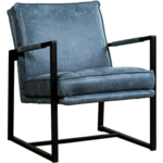 Leren stock fauteuil less 98 bruin, bruin leer, bruine stoel