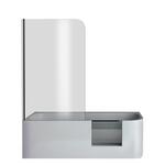 Xenz GO! inloop douchebad acryl 180x80x60cm links wit glans inclusief douchescherm met waste zwart mat