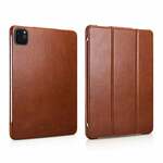 Icarer - 3-Vouw echt lederen sleepcover hoes - iPad Pro 12.9 inch (2018-2020) - Zwart